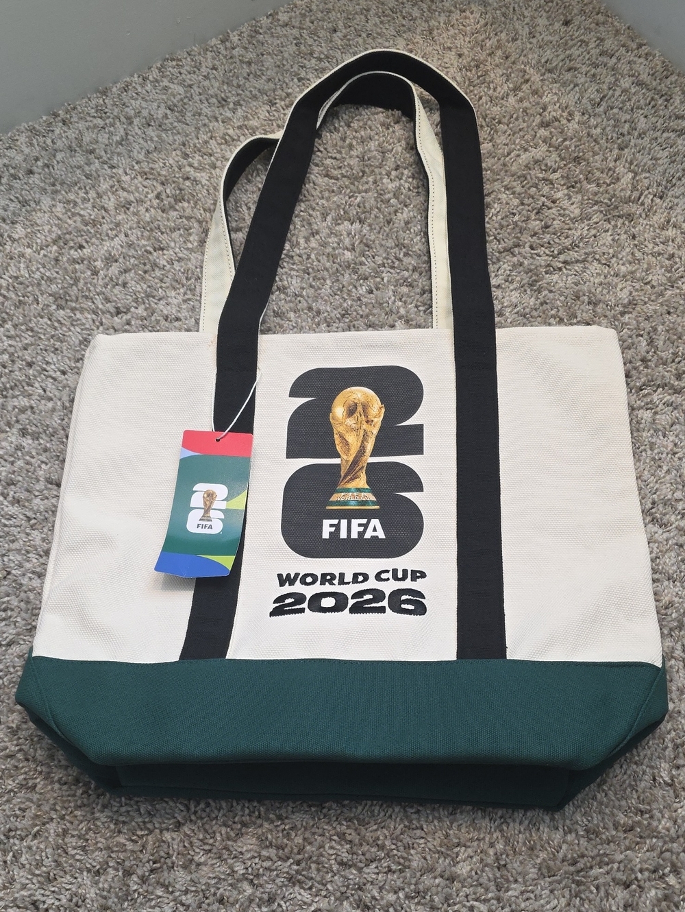 FIFA World Cup 2026 Canvas Tote Bag - White & Green